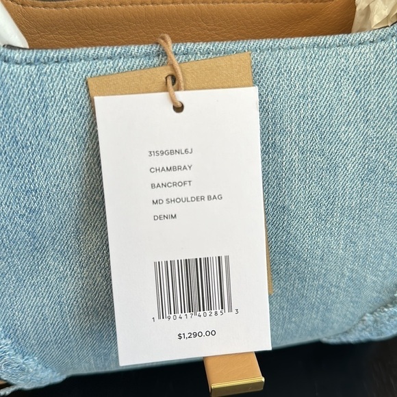 MICHAEL KORS collection BANCROFT MEDIUM denim FRAYED shoulder BAG - Picture 11 of 11